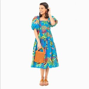 FARM Rio Blue Banana Midi Dres sz M